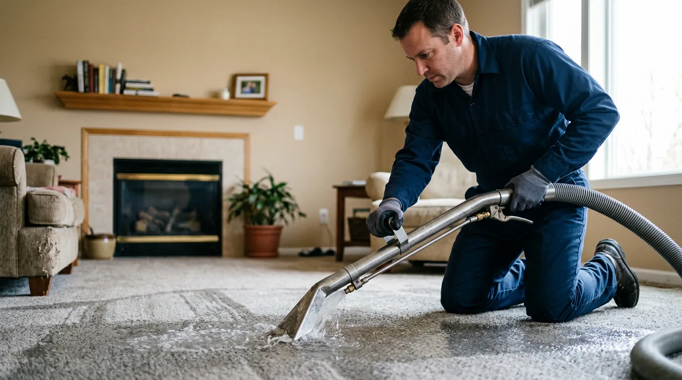 Water damage restoration technician working near Harbinger, NC